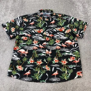 SSLR Button-Up Hemd Herren 3XL Kurzarm Schwarz Flamingo Blumen Hawaii - Bild 1 von 8
