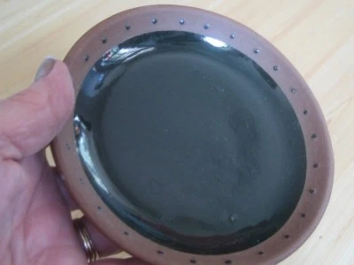 Antigo 5" MESA SABONETEIRA DE CERÂMICA Suporte Terra Cotta Verde Escuro BEBIDA Prato Redondo - Imagem 1 de 4