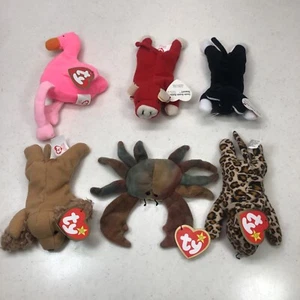 (6) Ty Teenie Beanie Babies McDonalds 1993 Pinky Snort Zip Spunky Claude Freckle - Picture 1 of 7