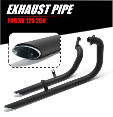 For YAMAHA Virago V Star XV125 XV250 Black Muffler Exhaust System Pipes Silencer - Image 1 of 4