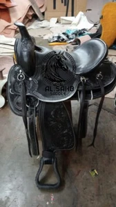 Dark Beauty Western Floral Tooled Horse Saddle. Free tack set and free shipping. - Picture 1 of 8