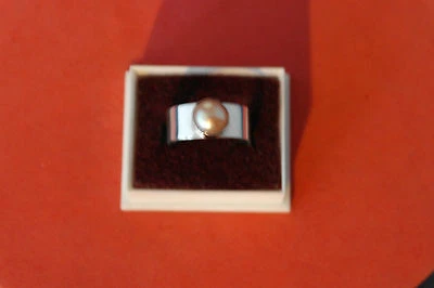 Bello 925 Anello Argento Con Bronzo Perla 4.8 Gr Misura. K 12 - M - P - R - Immagine 1 di 4
