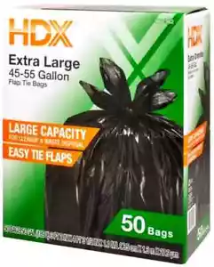 HDX extra große 45-55 Gallonen schwarze Müllbeutel mit einfachen Bindeklappen - 50 Stück - Bild 1 von 4