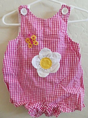 Conjunto Mameluco Niñas Clase Club Rosa y Blanco Cuadros Talla 3 Meses Foto 1 de 4