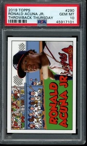 2019 Topps Throwback Thursday #290 Ronald Acuna Jr. SP PSA 10 Gem Mint Card - Foto 1 di 2
