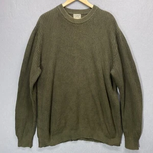 Maglione vintage LL Bean uomo XXLarge verde a costine pescatore 100% cotone - Foto 1 di 8