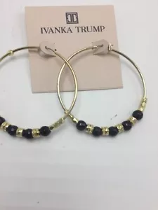 43 $ Ivanka TrumP goldfarbene große Creolen mit schwarzen Perlen IT322 - Bild 1 von 6