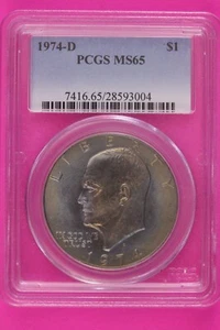 Rainbow Toned 1974 D MS 65 Ike Eisenhower Dollar PCGS Certified Graded 941 - Picture 1 of 4
