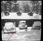 #SL12 - Vintage Kunststoff Foto Negativ - 3 Autos im Schnee