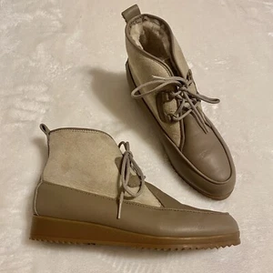 LL Bean Canada North Womens Suede Boots Shoes Tan Brown 7 B Sherpa Lined VTG - Picture 1 of 12