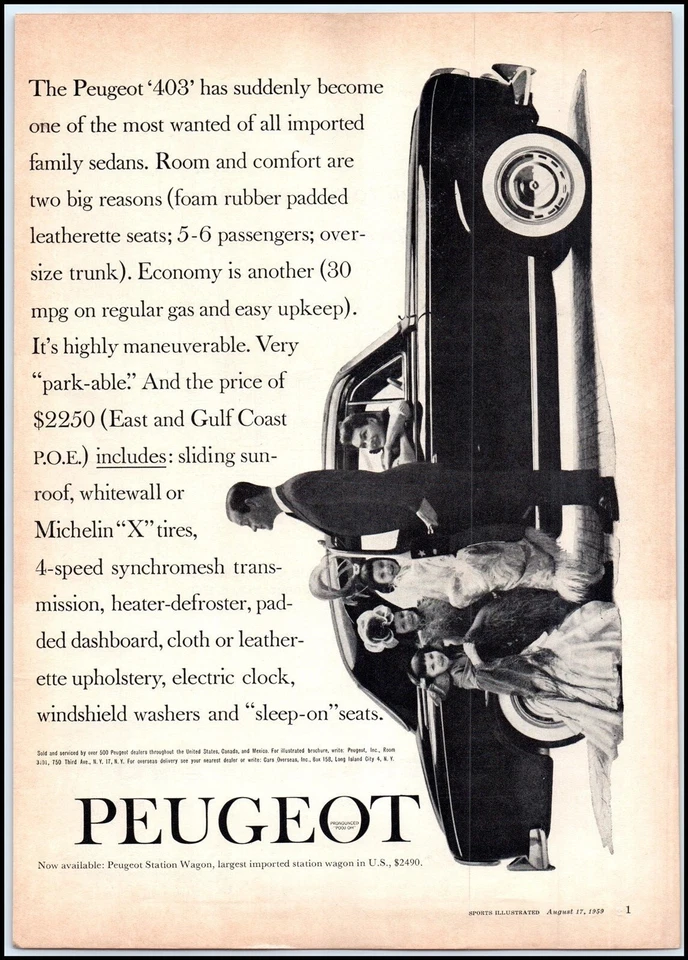 Peugeot 403 1959 sedán coche coche impreso anuncio BX4 Foto 1 de 1
