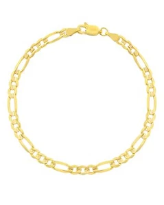 Floreo 10k Gelbgold 4mm massives klassisches Figaro Armband oder Fußkettchen - Bild 1 von 5