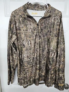 Gamehide Camo T-Shirt Mens L RealTree Xtra Wicking Performance Hunting Half Zip - Picture 1 of 3