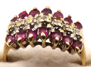 WUNDERSCHÖNER VINTAGE RING MASSIV 10K GELB RUBIN UND DIAMANT GRÖSSE 6,50 - Bild 1 von 8