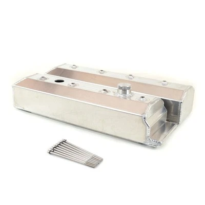Cubierta de válvula de motor Canton 65-206; stock fabricado aluminio satinado para Chevy SBC Foto 1 de 3