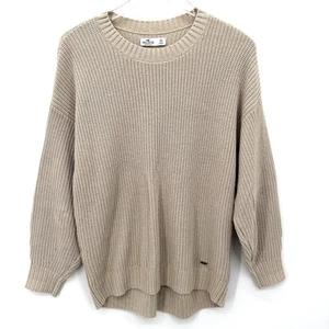 Hollister Grobstrick Oversize Pullover Gr. XS Haferflocken Creme Rundhals - Bild 1 von 10