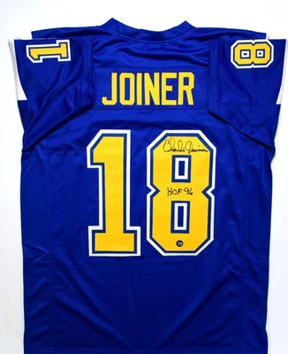 Camiseta deportiva Charlie Joiner autografiada azul oscuro estilo profesional con patio - Prova *negra Foto 1 de 4