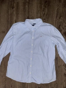 Camisa Tommy Hilfiger Vintage Para Mujer Calce Clásico Grande Azul Rayas Abotonada - Imagen 1 de 5
