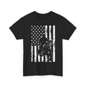 Motorcyclist American Flag T-Shirt, Motorcycling Lovers Motorcycle Biker Shirt - Picture 1 of 9