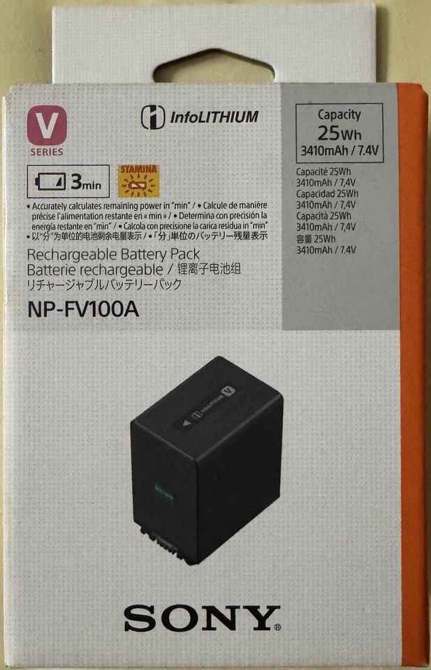 Batería Original Sony NP-FV100A 7.4V 25 Wh (3.410 mAh Serie V Nueva Foto 1 de 1