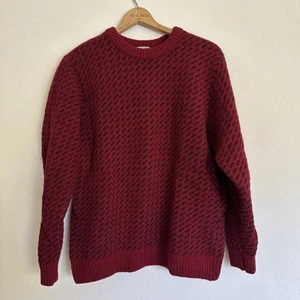 Vintage LL Bean Norwegian Sweater Red Blue Men XL Birdseye Fisherman Wool - Picture 1 of 7
