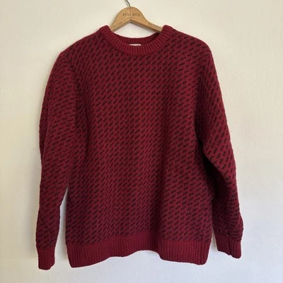 Vintage LL Bean Norwegian Sweater Red Blue Men XL Birdseye Fisherman Wool - Image 1 of 4