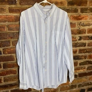 Sonoma White Blue Striped Long Sleeve Button Down Shirt Men's Size Large - Picture 1 of 8