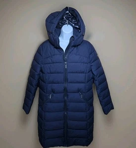 MICHAEL Michael KorsWomen's Petite Hooded Faux-Leather-Trim Puffer Coat Large - Picture 1 of 13