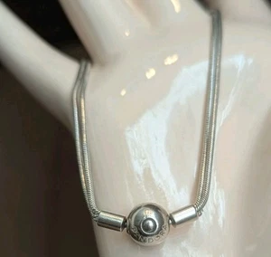 Pandora Authentic Bracelet Barrel Clasp Sterling Silver Snake Chain Two Strand - Picture 1 of 22