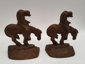 Paar Gusseisen Vintage Indianer Ende des Weges Buchstützen-Wandumarmungen - Bild 1 von 9