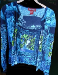 Vintage Sharon Anthony Lagenlook Top Gr. M blau Twinset Style Einteiler künstlerisch - Bild 1 von 6