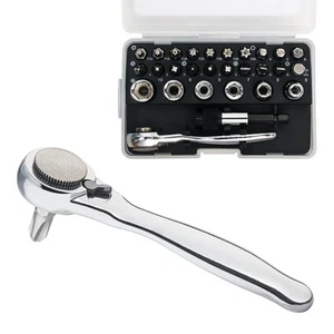 1/4 Mini Ratchet Set 28pcs Right Angle Screwdriver and Bit with Metric Socket... - Picture 1 of 9