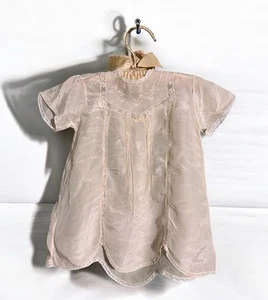 Antique Silk Infant Baby Dress Hand Embroidered Delicate Or Doll For Photo 1920s - Picture 1 of 11
