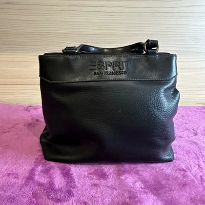 Vintage Esprit San Francisco Black Leather Tote Handbag Shoulder Bag - Image 1 of 4