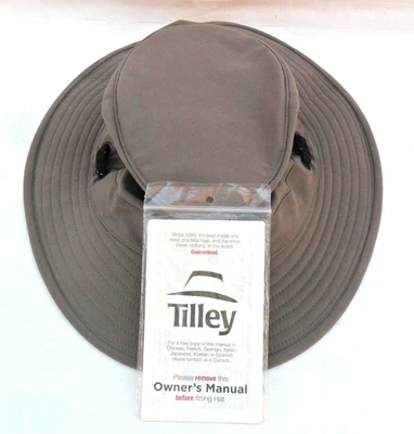 THE TILLEY HAT LT5B LIGHTWEIGHT STRETCH NYLON UPF 50+ Size 7 3/8 TAUPE W/MANUAL - Image 1 of 4