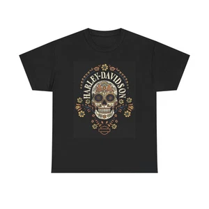 Harley Davidson Grafik T-Shirt Vintage Motorcycles Day Of The Dead Heavy Cotton - Bild 1 von 5