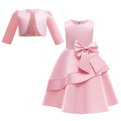 Kids Girls Satin Tutu Dress Princess Pageant Chirstmas Wedding Prom Evening Gown - Image 1 of 4