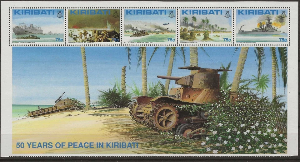 Kiribati 1993 - 50th Anniversary Battle of Tarawa Sheetlet Nº1, Top of Sheet MNH - Imagem 1 de 1