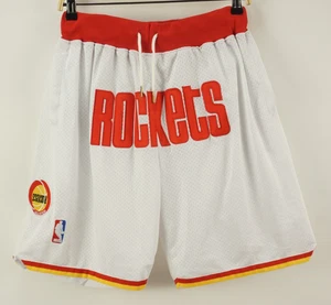 Pantalones Cortos de Baloncesto Just Don Houston Rockets NBA Para Hombre Medianos Blancos Rojos Logo Grande - Imagen 1 de 14