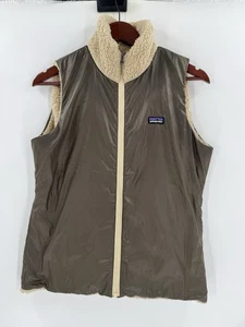Patagonia Vest Women's MEDIUM Beige Deep Pile Sherpa Reversible Outdoor - Picture 1 of 10