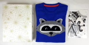 M&S Kids Raccoon Blue 100% Cashmere Jumper (Age 5-6 years) With Gift Box & Mask - Picture 1 of 5