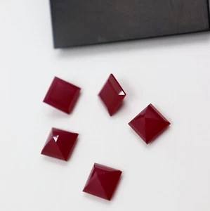 Ruby Opaque Square AAA Rated Lab Created Facated Gemstone For Jewelry 11mmto18mm - Picture 1 of 24