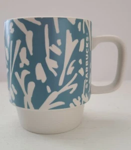 Starbucks 12 Oz Tasse Becher türkis/aquamarin Keramik abstraktes Blumenmuster Bambusmuster, gebraucht, in einwandfreiem Zustand - Bild 1 von 7
