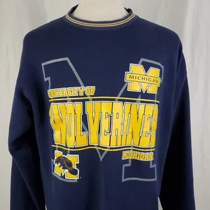 Felpa Michigan Wolverines vintage anni 90 uomo XL girocollo 20/20 sport big ten - Foto 1 di 8