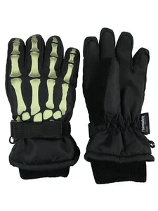 NICE CAPS Kids Glow in the Dark Skeleton Print Thinsulate Waterproof Gloves - Picture 1 of 2