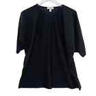 Cos S Womens Black Pleated Short Sleeve Top Half Zip Dropped Shoulder