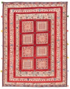 Nimbaft Tissé à la Main Tapis de Perse 136x102 cm-Nomadic, Orient, Tapis, ,Rouge - Imagen 1 de 13