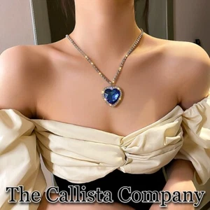 24K+ Sold TITANIC BLUE "HEART OF THE OCEAN" NECKLACE IN A SILVER GIFT BOX - Picture 1 of 12