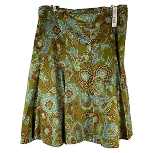Madison Studio Floral Skirt Size 14 Green Brown And Blue Side Zipper And Button - Picture 1 of 7
