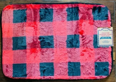 Alfombra de baño de espuma viscoelástica de piel sintética Dearfoam 18X27 rojo y negro a cuadros de búfalo Foto 1 de 4
